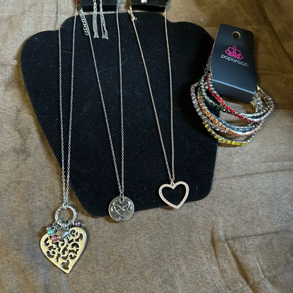 Paparazzi Gold Heart and Silver Charm Necklace Set
